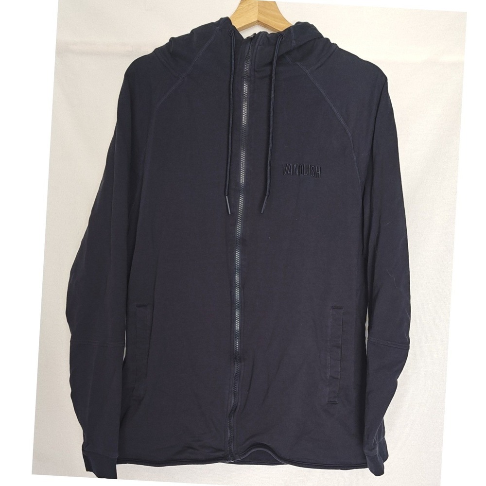 Vanquish Fitness Eclipse V2 Hoodie Navy Blue Full Zip Sweatshirt Raglan XXL